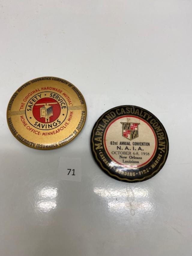 2 Paperweights - Hardware Mutual Insurance & Maryland Casualty