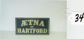 Aetna of Hartford Firemark. Tin. 6 3/4"x3 1/4".