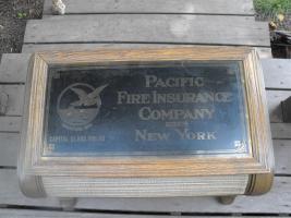 Pacific Fire Insurance Company etched metal Sign w