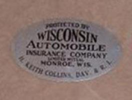 Wisconsin Auto Tag. Oval. Gray.