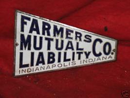 Auto tag. Farmers Mutual Liability Co. 1925-1953.