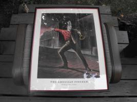 Framed Picture of The American Fireman. "Rushing t
