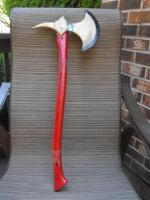 Red Handled Parade Axe. Wood painted red and Meta