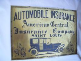 American Central Insurance Company brass sign, 14"