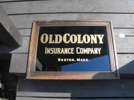 Old Colony Insurance Company Sign. Reversed Glass