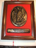 15.5" x 20" office plaque for INA. Real wood fram