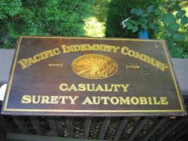 Pacific Indemnity Company Wood Sign. Los Angeles,