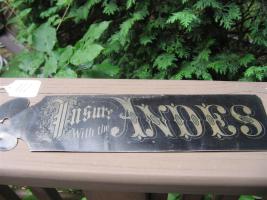 Andes Ledger Marker. Black. Gold lettering that