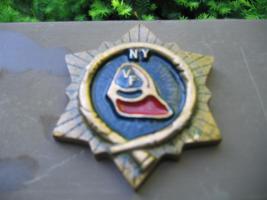 Heavy Metal Paperweight. NY and Fire Helmet with