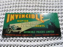 Sign. Invincible Policies Limited. London. Tin.
