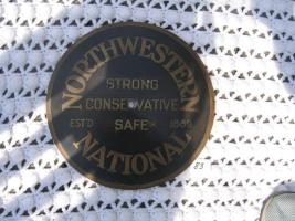 Northwestern National Sign.. Brass. 11 3/4 diame
