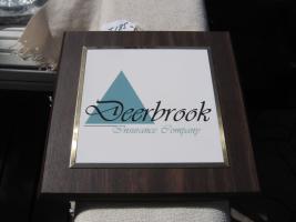Deerbrook Insurance Company Plaque. Wood Back (or