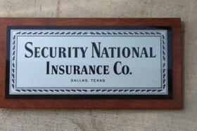 Security National Insurance. Plaque. Dallas, Tex