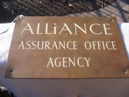 Alliance Assurance Office Agency. Brass Sign. He