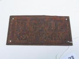 #233 Home Insurance Company Tin Fire Mark. Bulau 230. Rarest of Home Ins. Marks