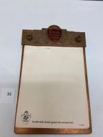 Royal Globe brass notepad holder