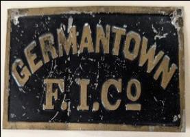 Germantown Fire Insurance Company, location unknown, BUS-GF-1, tin, 6.65"X3.19"